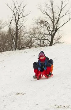 Children on the sleighing Stock Photos