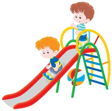 Children on a slide Stock Illustration