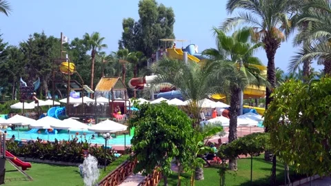 Children slides and swiming pool Stock Footage 157449005