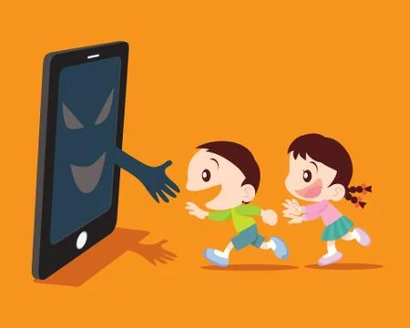Children with a smartphone Stock Illustration