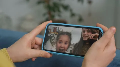Children on smartphone screen communicate through mobile phone, smart gadget Vidéo 166056921