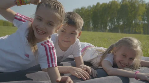Children smiling and having fun open air Stock Footage 55250108