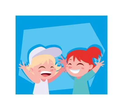 Children smiling on blue background Illustrazione stock