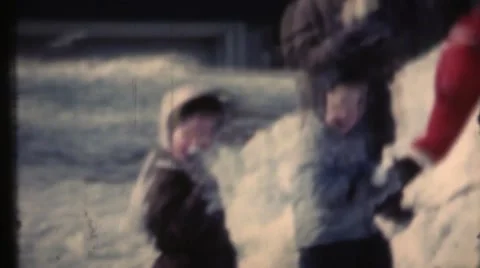 Children in the snow Stock Footage 45891825
