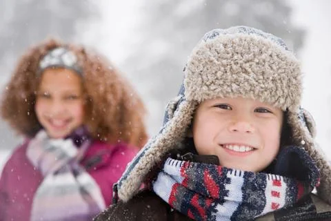 Children in the snow Stock Photos
