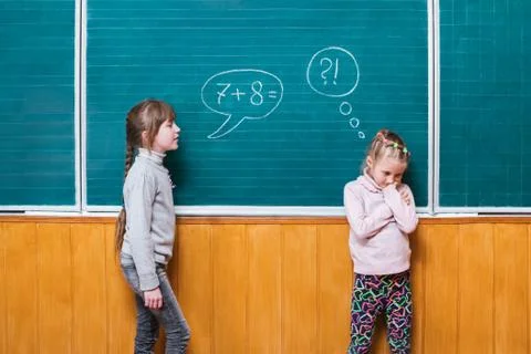 Children solve math problem Stock Photos