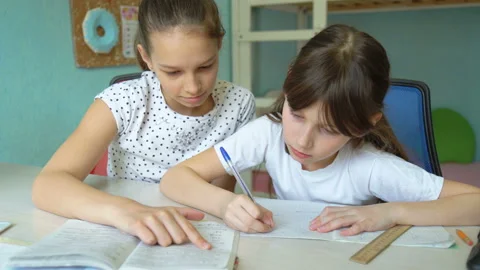 Children solving exercises Stock Footage 88417074