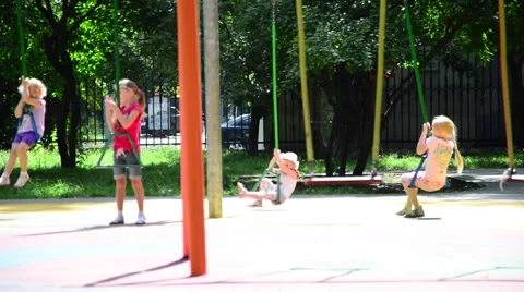 Children spinning on the carousel Stock Footage 52559268