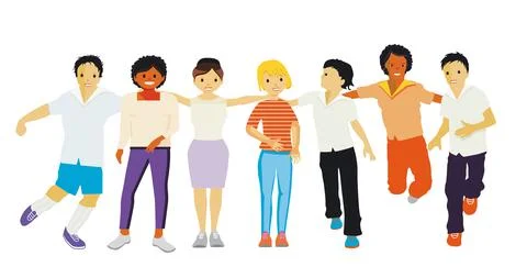 Children stand together, isolated vector illustration Stock Illustration
