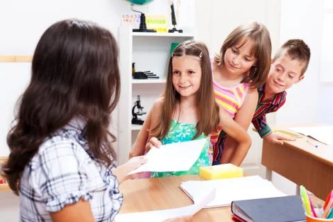 Children standing in row Stock Photos