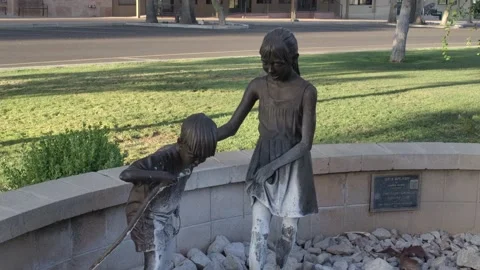 Children Statue Tilt Down Stock Footage 199560352