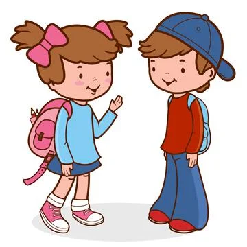 Children students with school backpacks. Vector Illustration Stock Illustration