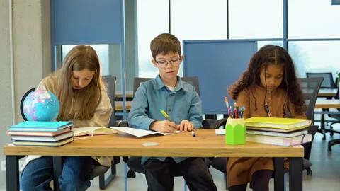 Children study and learn for preschool. Kids go back to school Video stock 258465864