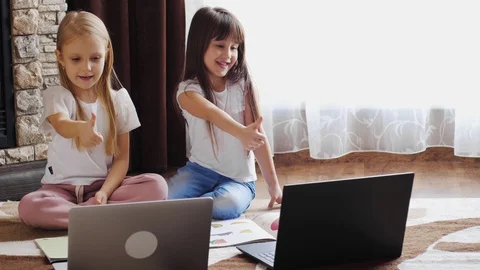 Children study online Stock Footage 127808042