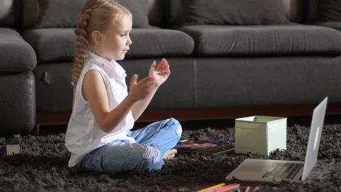 Children study online Stock Footage 127942441