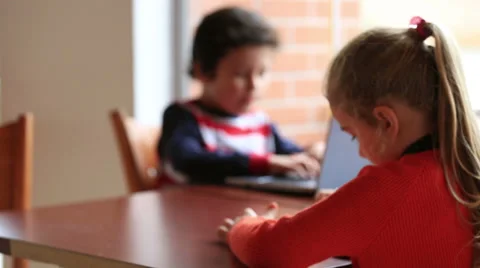 Children studying at classroom Video stock 34588077