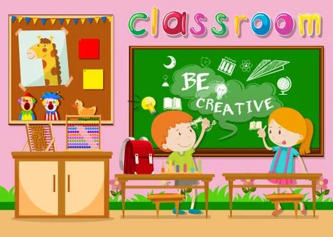 Children studying in the classroom Stock Illustration