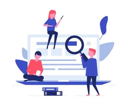 Children studying online - flat design style colorful illustration Stock Illustration