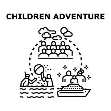 Children summer adventure vector concept illustration Stock Illustration