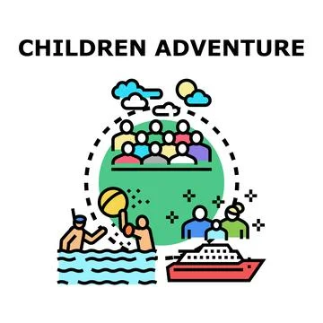 Children summer adventure vector concept illustration Illustrazione stock
