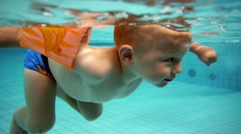 Children at a swimming pool Stock Footage 11859395