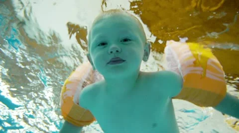 Children at a swimming pool Stock Footage 11859709