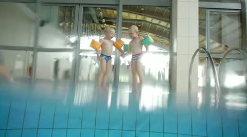 Children at a swimming pool Video stock 11860160