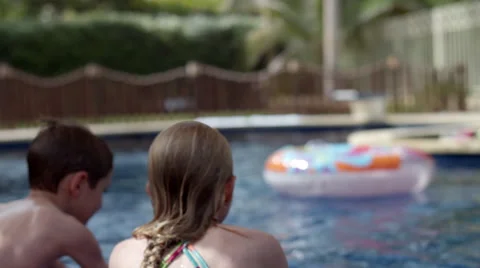 Children swimming in pool. Stock Footage 64105870