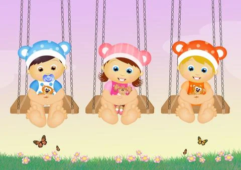 Children on swing Stock Illustration