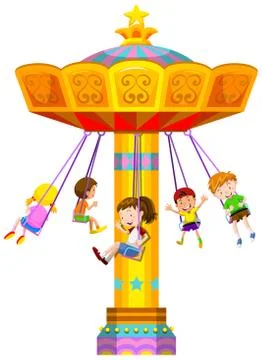 Children swinging in circle Stock Illustration
