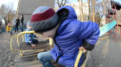Children on swings Stock Footage 36784826