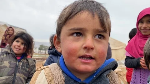 Children of the Syrian war Video stock 125765498