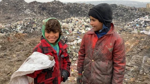 Children of the Syrian war Video stock 125765514
