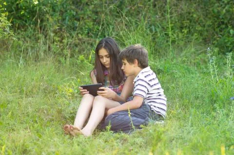 Children with a tablet Stock Photos