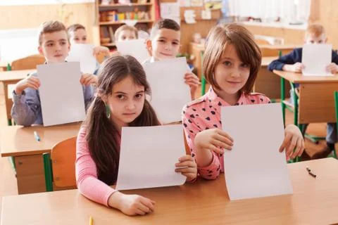 Children taking an exam Stock Photos