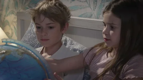 Children talking in bed. Stock Footage 166324716