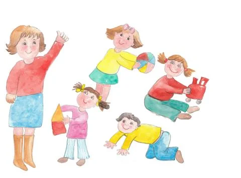 Children with teacher イラスト素材