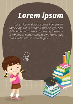 Children thinking idea poster Stock Illustration