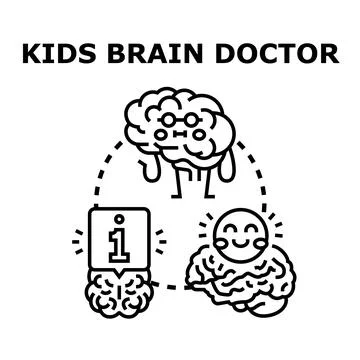 Children thinking, learning, and developing brain health concept 스톡 일러스트