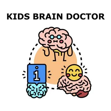 Children thinking, learning, and developing brain health concept 스톡 일러스트