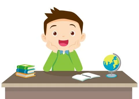 Children thinking sitting and rest chin in hands Illustrazione stock