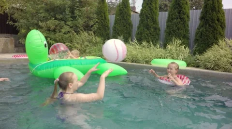 Children throw Beach Ball. Video stock 66267315