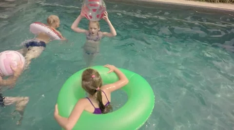 Children throw Beach Ball. Slow motion Video stock 66007351
