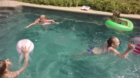 Children throw Beach Ball. Slow motion 動画素材 66007559