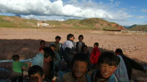 Children in Tibet. Stock Footage 296206