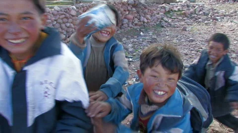 Children in Tibet. Stock Footage 296223