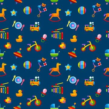 Children toys seamless pattern. Stock Illustration