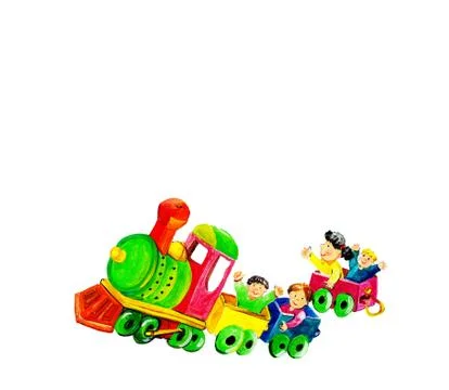 Children on train イラスト素材