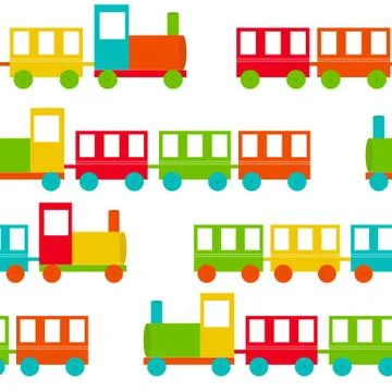 Children Train Seamless Pattern Vector Illustration Stock Illustration