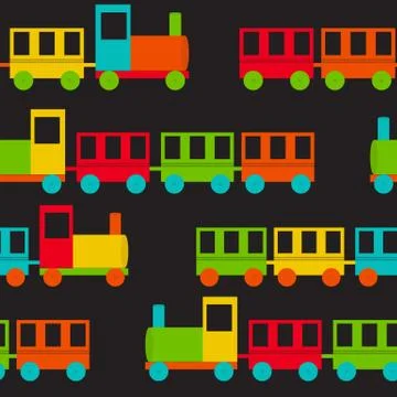Children Train Seamless Pattern Vector Illustration Stock Illustration